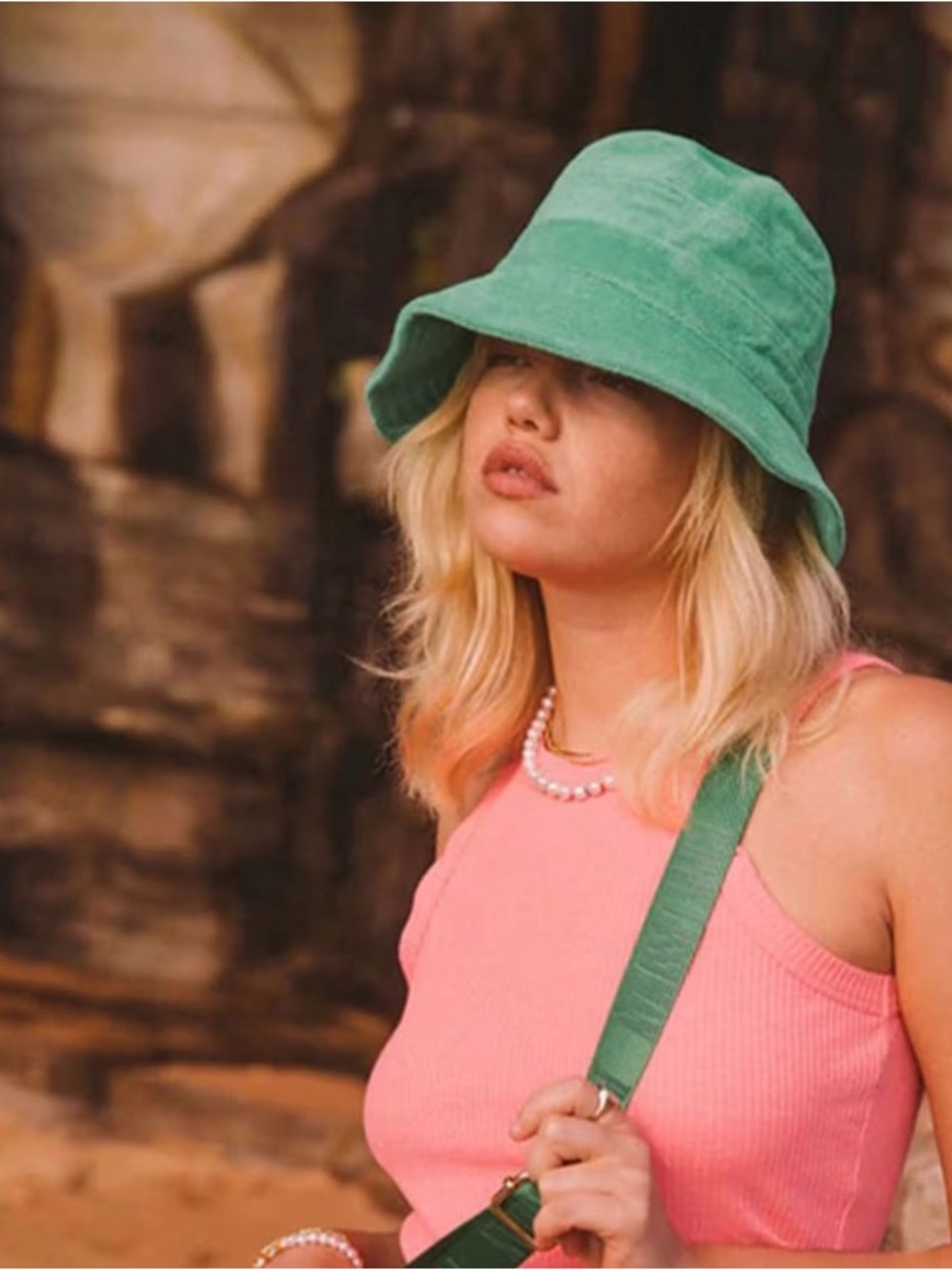 Green Bucket Hat - Women's Casual Sun Hat terry
